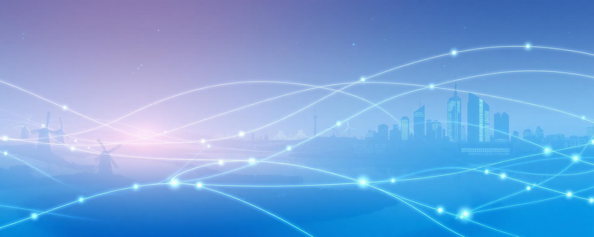 Nederlands internetnetwerk met glasvezel-verbindingen over steden en landschap